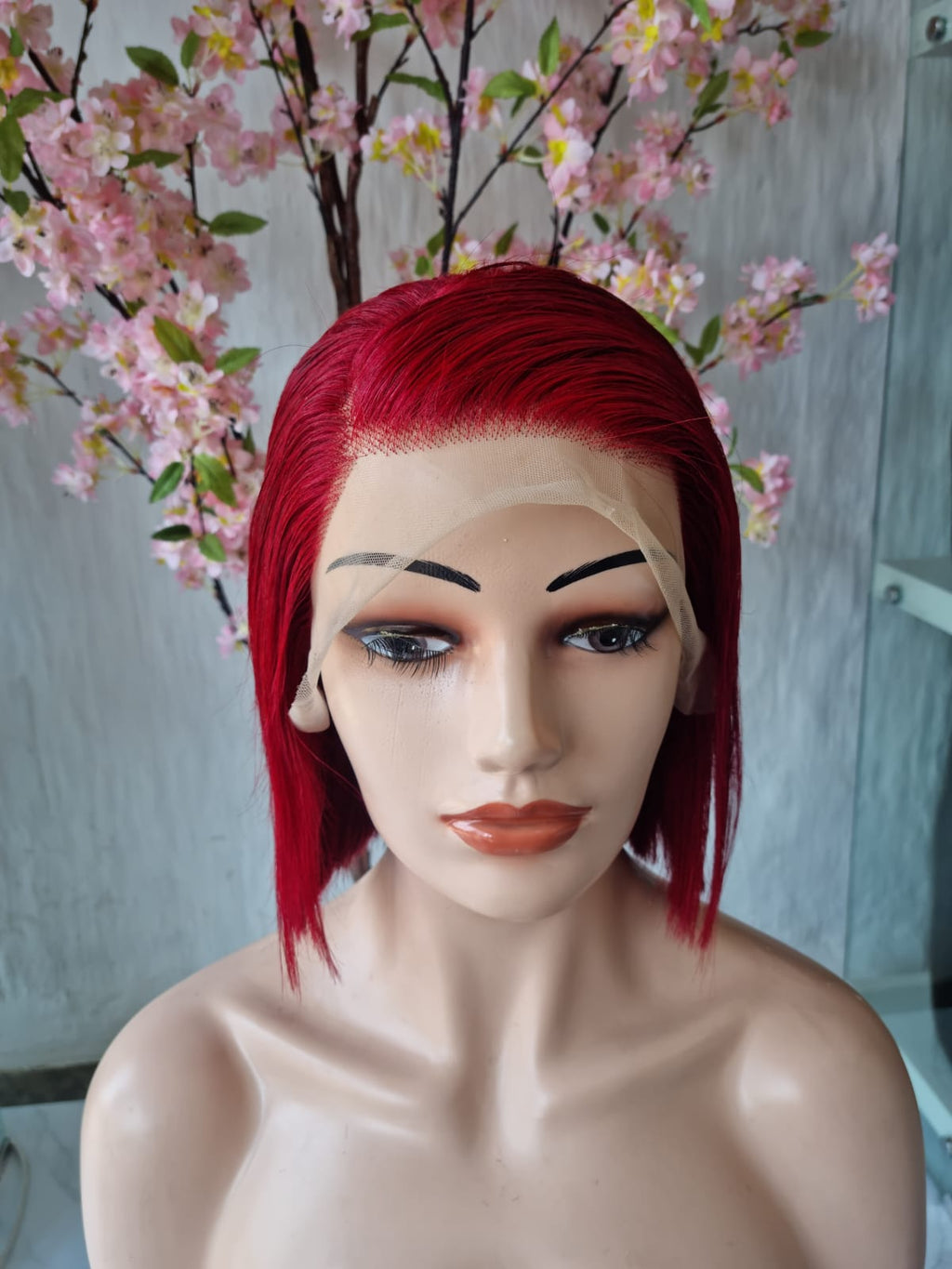 RED 10" FRONTAL GLUELESS WIG