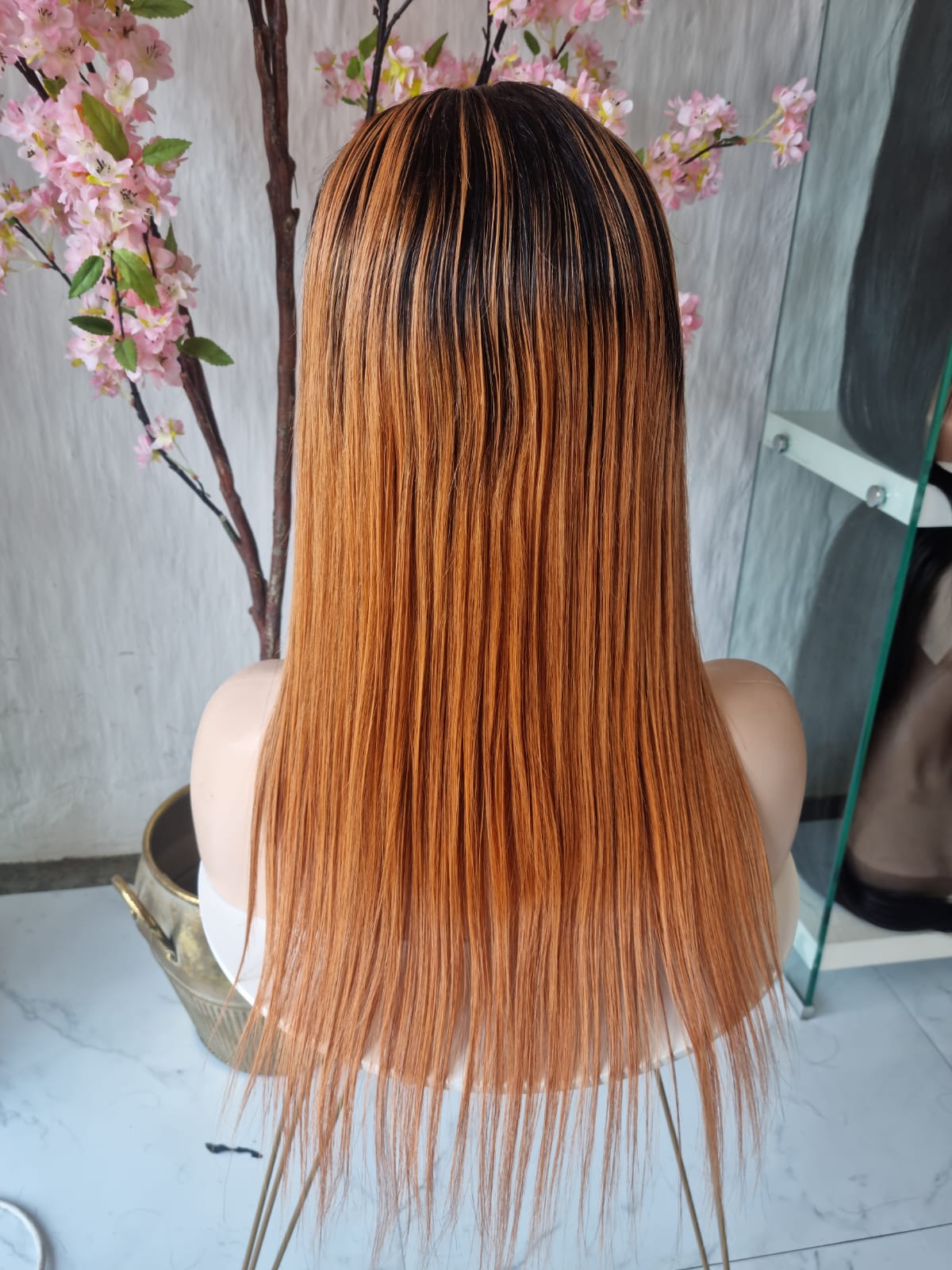 ORANGE OMBRE 20" FRONTAL GLUELESS WIG